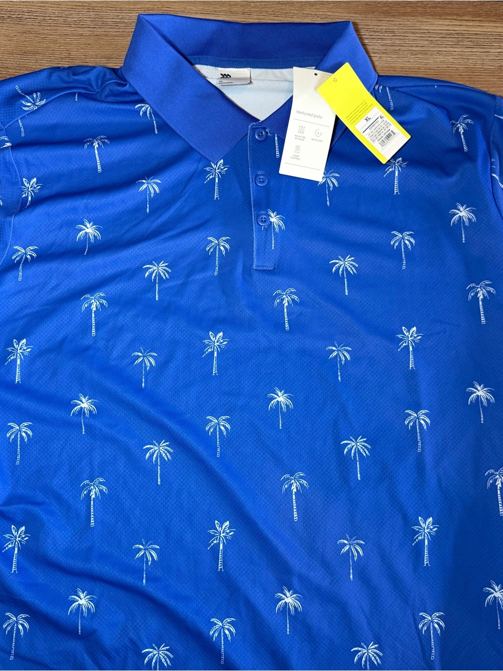 all in motion Blue Palm-Print Performance Polo
